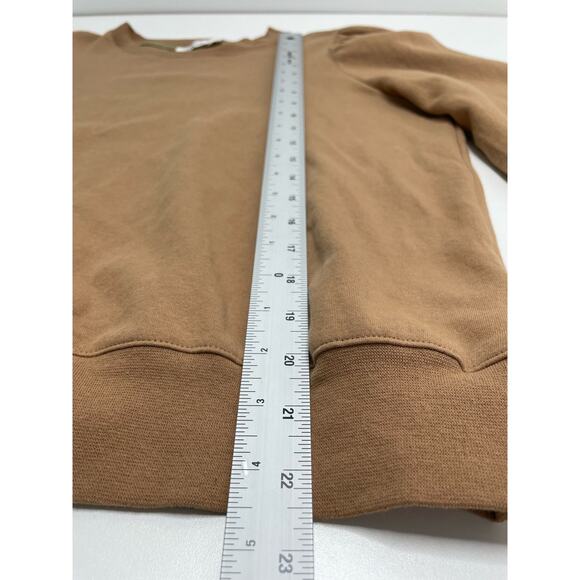 NWT MOD REF Charmaine Puff Sleeve Sweatshirt Long Sleeve Cotton Tan Women Size M - Picture 8 of 10